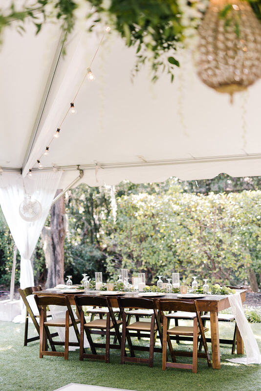 Knot Too Shabby Events, Wrightsville Manor, Wilmington Wedding, NC Wedding, Reception Ideas, Reception Tables, Table Decoration, Flowers, Floral, Greenery, Reception Photos, Reception Dinner, Candles, White, Green, Gold, Outdoor Reception, Modern, Boho, Simple, Elegant