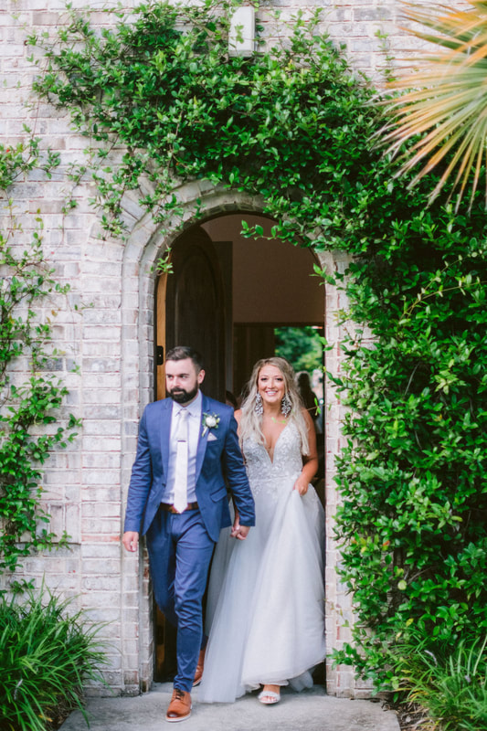 Knot Too Shabby Events, Wilmington Weddings, Wrightsville Manor, NC Weddings, Wedding Photography, Outdoor Wedding, Color Scheme, Pink, Green, White, Gold, Blue, Creative Wedding Photos, Floral, Florists, Greenery, Photo Ideas, Reception Entrance, Outdoor Photos, Newlyweds